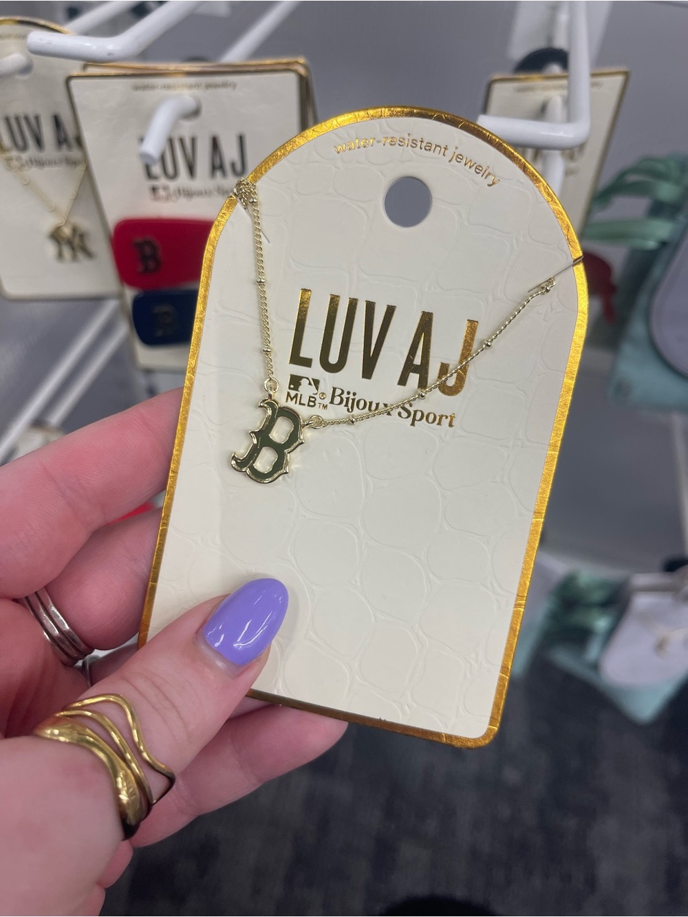 Luv AJ Gold 'Boston Red Sox' Initial Pendant Necklace